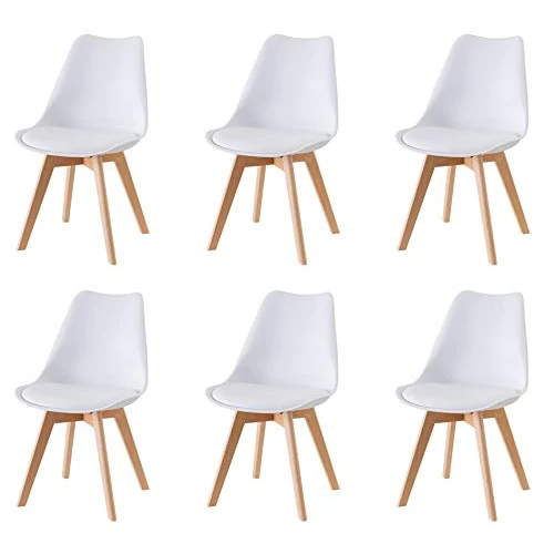 Offerta a tempo: Baroni Home Set di 6 Sedie da Pranzo o Ufficio con Gambe in Legno — 10% da 149,99 € a 134,99 €