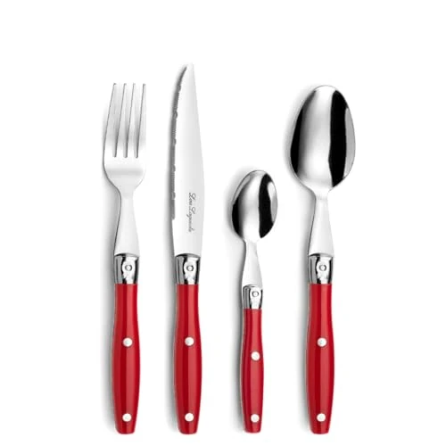 Offerta a tempo: Amefa Comptoir Servizio Posate 24 Pezzi, Acciaio Inox, Manico Rosso - 52% da 32.00 € a 15.48 €