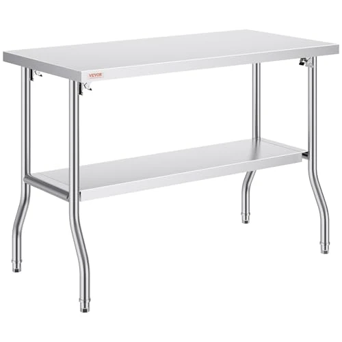 Oferta limitada: VEVOR Mesa de Trabajo Cocina 1220x610x850mm Mesa de Trabajo Plegable Acero Inoxidable con Estante Extraíble 350 kg Carga Mesa Acero Inoxidable con Pies Ajustables para Camping Cocina Comercial de 315.90 € a 205.90 € (ahorro 35%)
