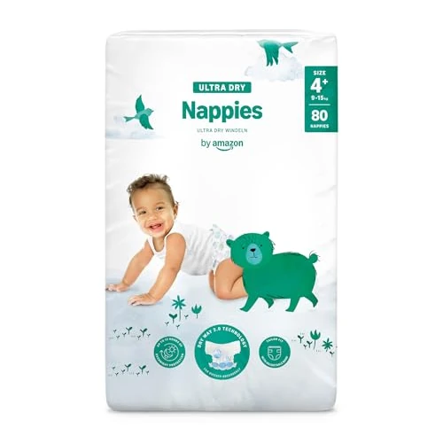 Offerta a tempo: By Amazon Pannolini Ultra Dry - Taglia 4+ (9-15kg) - 80 Pezzi (1 Confezione da 80) - 0.00% da 15.63 € a 15.63 €