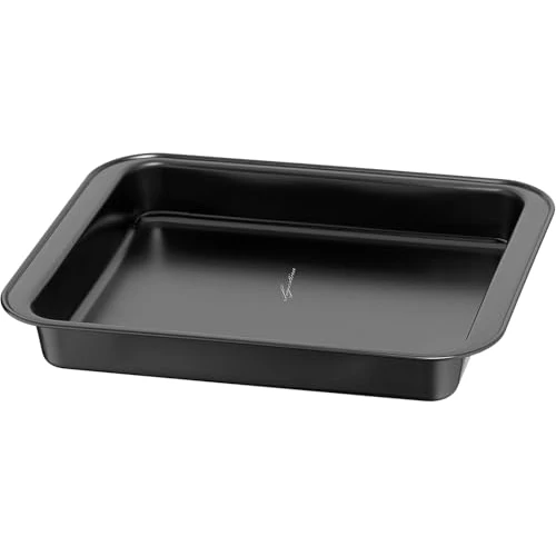 Lagostina Gustosa Rostiera Teglia da Forno Rettangolare in Acciaio Antiaderente per Forno, Nero, 29x23 cm
