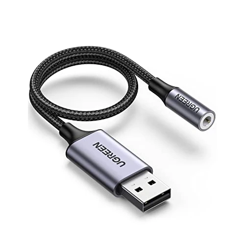 Limited offer: UGREEN USB to 3.5mm Jack Audio Adapter Sound Card Support Mic TRRS Headphone DAC 24bit 96kHz Nylon Braided USB to Aux Jack Compatible with Windows Mac Linux PC PS5 PS4 Switch 2 Speaker, 9.8 Inch from 12.99 EUR to 12.99 EUR (save 0%)