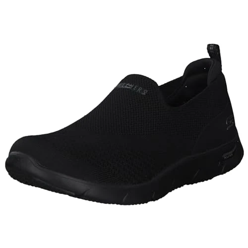 Skechers Baskets Arch Fit Refine pour Femme, Tricot Noir chiné, 39 EU