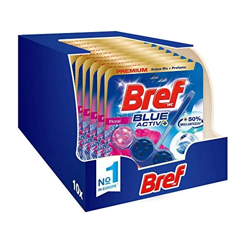 Offerta a tempo: Bref Bref Wc Blue Activ+ Floral, Detergente Profumatore Wc In Pastiglie Igienizzante Bagno, Pulito, Fresco, Confezione Risparmio 10 Pezzi - 500 g - 30% da 25.10 € a 17.49 €