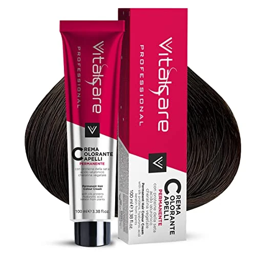 Offerta a tempo: Vitalcare | Professional - Colorazione Permanente Professionale, Crema Colorante Capelli, Tintura Capelli con Proteine della Seta, n° 4/00, Castano, 100ml - 48% da 5.70 € a 2.99 €