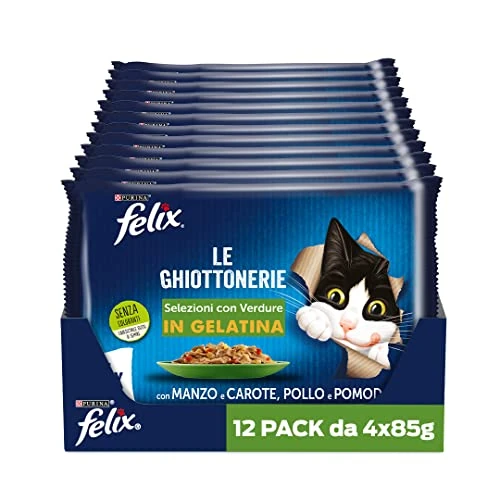 Oferta limitada: Purina Felix Le Ghiottonerie - Alimento para Gatos con Manzana y Zanahorias y Pollo y Tomate, 48 Bolsas de 85 g Cada una de 34.90 EUR a 34.90 EUR (ahorro 0%)