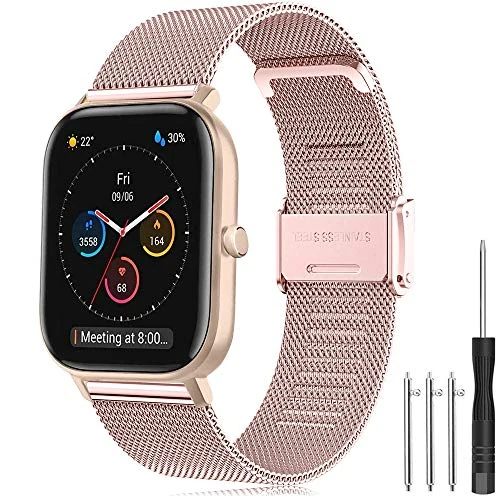 Offerta a tempo: Cinturino per Amazfit GTS, 20mm in Acciaio Inossidabile in Metallo per Amazfit GTR 42mm/GTS 3/2/2 Mini/2e/Amazfit Bip/Bip Lite/Bip S/Bip U/U Pro/Bip S Lite - 0.00% da 14.99 € a 14.99 €