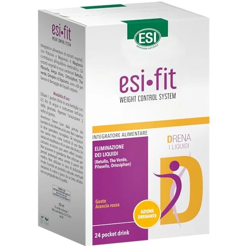 Offerta a tempo: ESI Fit Drena, Integratore Alimentare con Pilosella, Tè Verde, Potassio e Magnesio, Favorisce il Drenaggio dei Liquidi Corporei, Senza Glutine e Vegano, 24 Pocket Drink - 0.00% da 19.64 € a 19.64 €