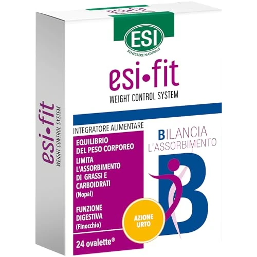Offerta a tempo: ESI Fit Bilancia Azione Urto, Integratore Alimentare a Base di Nopal e Finocchio, Limita l'Assorbimento di Carboidrati e Grassi, Riducendo le Calorie Assorbite Dopo i Pasti, Senza Glutine, 24 Ovalette - 48% da 11.90 € a 6.19 €