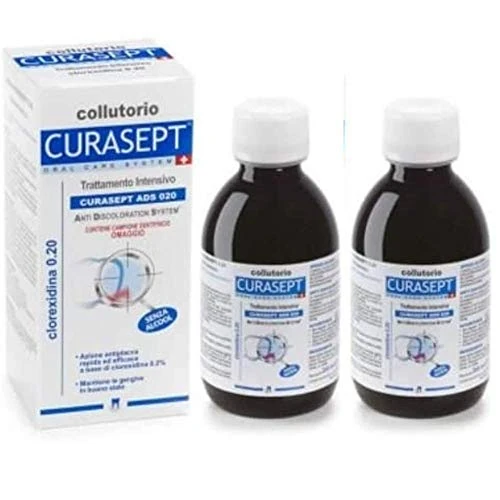 Curasept 2 confezioni di Collutorio Liquido 0.20% clorexidina-digluconato - 2 x 200ml - Senza Alcool