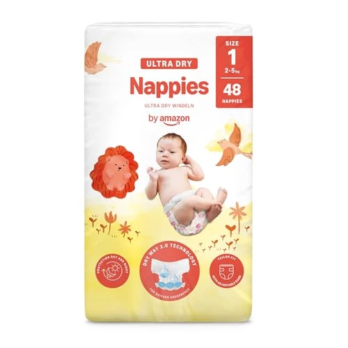 Oferta limitada: By Amazon Pañales ultra-secos, Talla 1 (2-5 kg), Con canales, Bianco, 48 Unidad (1 Paquetes de 48) - Nueva versión (Anteriormente una marca Mama Bear brand, el mismo producto) de 12.88 EUR a 12.88 EUR (ahorro 0%)