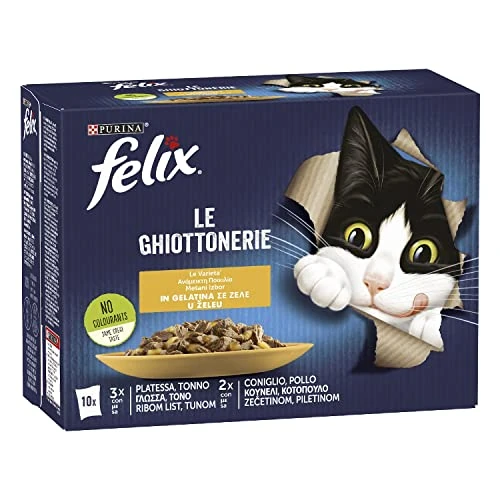 Purina Felix The Smaks Wet karma dla kotów z talerzem, tuńczykiem, króliczkiem i kurczakiem, 10 x 85 g