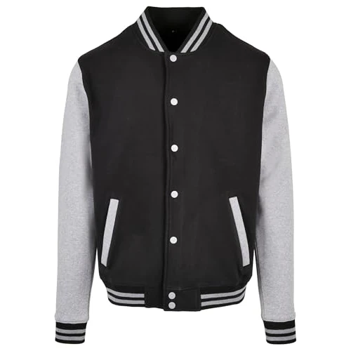 Zeitlich begrenztes Angebot: Build Your Brand Basic College Jacket – Unisex College Jacke im Regular Fit aus Baumwolle & Polyester mit Rippkragen, Knopfleiste & Taschen, ideal für Freizeit & Veredelung,Black/Heather Grey,XL von 30.90 € auf 22.00 € (29% Ra