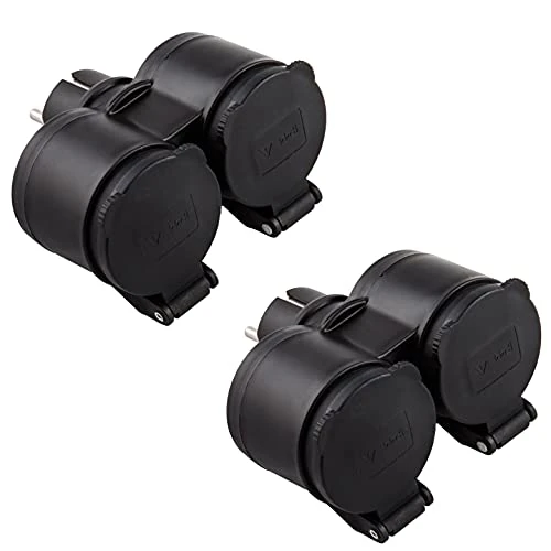 Offre limitée : Electraline 92388 Lot de 2 Adaptateurs d'Extérieur Étanches IP44 - Prises de Terre - Prise Allemande Schuko 2 Places avec Prise - Noir de 13.99 € à 13.99 € (0.00% de remise)