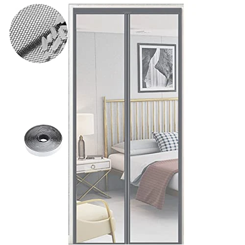 Tijdelijke aanbieding: WENT Magnetisch Vliegengaas 120x230 cm, Muggennet Hordeur voor Balkondeur, Kelderdeur, Terrasdeur, Automatisch Sluitend, Boren is Niet Nodig, Grijs van 27.99 € naar 27.99 € (0.00% korting)