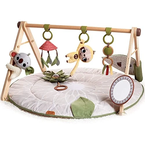 Tijdelijke aanbieding: Tiny Love Luxe Developmental Gymini, Stijlvolle Houten Muzikale Babygym, 0+ Maanden, Baby Speelkleed, 20 Activiteiten, Draagbaar Muziekspeeltje, Hoogwaardige Bekleding, 12 Mijlpaalkaarten, Boho Chic van 119.99 € naar 79.99 € (33% ko
