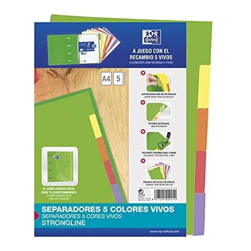 Limited-time offer: 5 Position Oxford Strongline Dividers - Vivid Colours from 3.59 £ to 3.59 £ (save 0.00%)