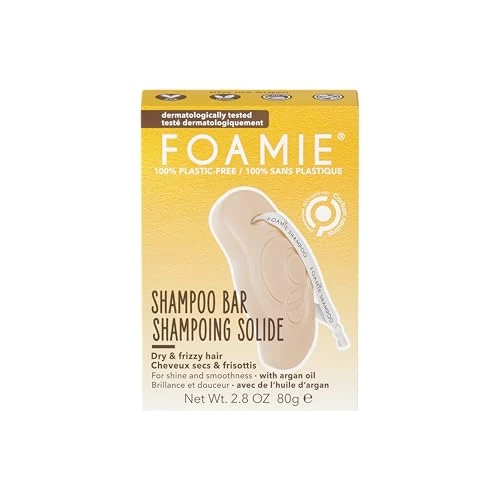 FOAMIE Shampoo Bar, Argan Oil for Dry & Frizzy Hair, Plastic-Free, pH-Balanced, Soap-Free, No Sulphates or Parabens. Made in the UK.