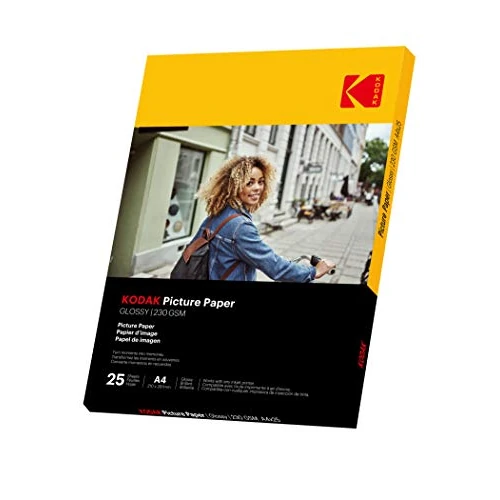Offre limitee: KODAK Picture Paper - Papier Photo Brillant, Pack de 25 Feuilles, Format A4 (21x29,7cm), 230g/m², Idéal pour Impressions Jet d'Encre, Couleurs Éclatantes et Contraste Élevé, Finition Haute Qualité de 5.99 EUR a 5.99 EUR (economie 0%)
