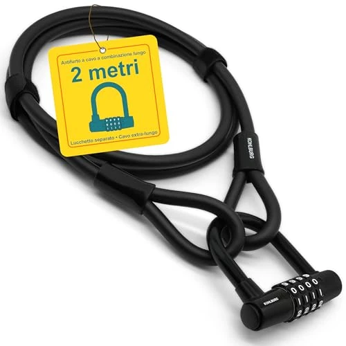 Tijdelijke aanbieding: KOHLBURG kabelslot 2 meter lang met cijfercombinatie – 200 cm cijferslot – staalkabelslot met klittenbandsluitingen – staalkabel met cijfercode voor fiets, tuinmeubelen & fietsslot van 29.85 € naar 29.85 € (0.00% korting)