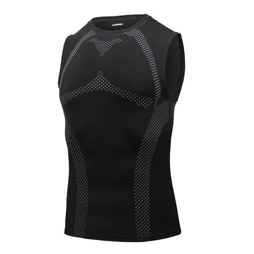 Zeitlich begrenztes Angebot: AMZSPORT Herren Kompressionsshirt Sports Tank Top Ärmelloses Funktionsshirt Laufshirt, Schwarz Size L von 17.98 € auf 16.18 € (10% Rabatt)