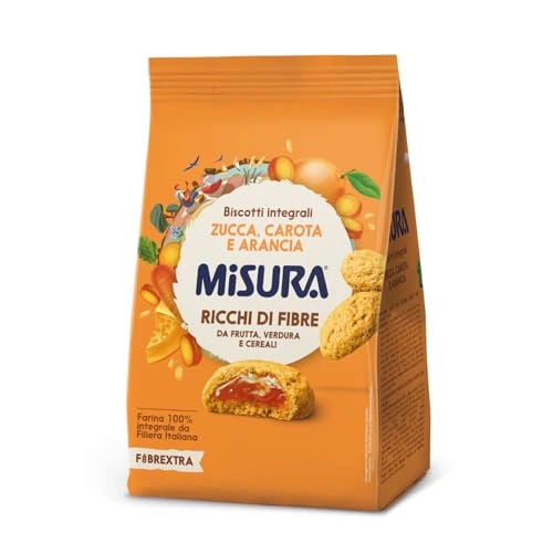 Misura Fibrextra Frollini Ripieni Wholemeal Biscuits Filled with Pumpkin, Carrot and Orange 260g