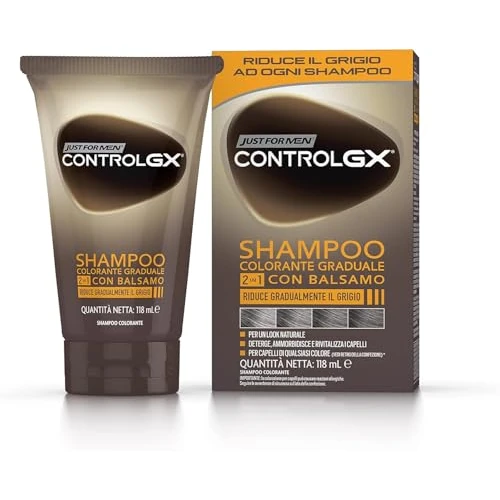 Limitiertes Angebot: Just For Men Control GX, Shampoo Colorante Uomo, Colore E Tinta Per Capelli, 2-In-1 Con Balsamo, Riduce Gradualmente Il Grigio, Per Un Look Naturale, 118 ml von 19.25 EUR auf 19.25 EUR (Spare 0%)