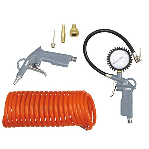 Offerta a tempo: ABAC Kit Accessori per Compressore 6 Pezzi G-813, Inclusi Gonfiagomme con Manometro, Pistola di Soffiaggio, Tubo a Spirale 5 m, 3 Punte di Gonfiaggio, Pressione Max 8 Bar - 0.00% da 39.90 € a 39.90 €
