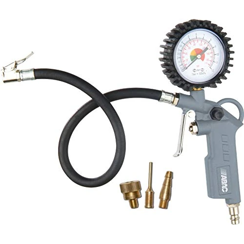Offerta a tempo: ABAC Pistola Gonfiaggio Pneumatici per Compressore 4 Pezzi G-580, Inclusi Gonfiagomme con Manometro e 3 Punte di Gonfiaggio, Pressione Max 8 Bar - 0.00% da 14.90 € a 14.90 €