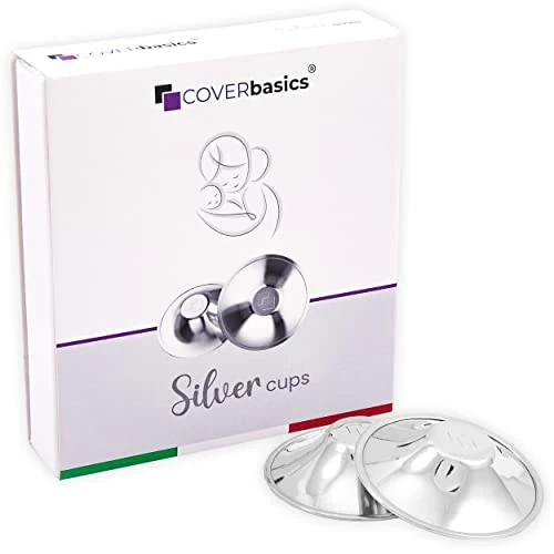 Offerta a tempo: COVERbasics Paracapezzoli in Argento (SilverCups) Coppette Proteggi Capezzoli per Aiutare a Prevenire e Lenire Le Ragadi al Seno Durante l' Allattamento (Regular) - 15% da 29.90 € a 25.41 €