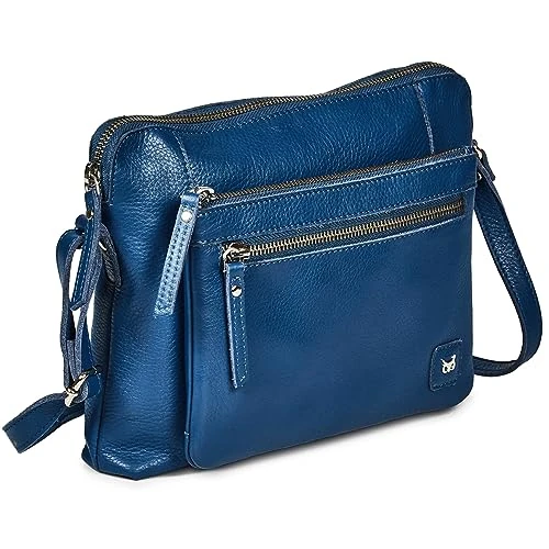 Offerta a tempo: Wise Owl Accessories Piccole borse a tracolla e portamonete in vera pelle morbida e martellata - Borsa a tracolla a tracolla premium con tripla zip da donna (nappa blu zaffiro) - 0.00% da 35.92 € a 35.92 €