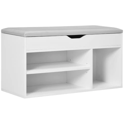 Offerta a tempo: HOMCOM Scarpiera Salvaspazio da Ingresso Imbottita 80x30x43cm Bianco - 0.00% da 59.95 € a 59.95 €