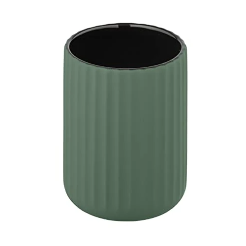Wenko Bicchiere porta spazzolini Belluno, Ceramica, Verde/Nero