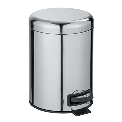 Wenko Cubo de Pedal Acero Inoxidable 5 l. Alassio, Plateado Mate, 5 litros