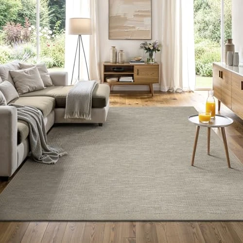 the carpet Calgary - Wytrzymały dywan zewnętrzny, płasko tkany, nowoczesny design, idealny do kuchni i jadalni, styl vintage, również odpowiedni do użytku na zewnątrz, Beżowy-Szary, 140 x 200 cm