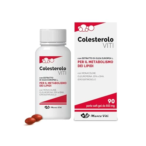 Offerta a tempo: Colesterolo Viti, Integratore per il Metabolismo dei Lipidi, con Estratto di Olivo e Polifenoli, 90 Perle Soft Gel da 680 mg, Senza Glutine - 43% da 19.90 € a 11.43 €