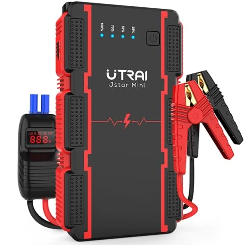 UTRAI 13800mAh Arrancador de Coches Batería, 12V 1000A (para 7.5L de Gasolina o 5.5L de Diésel) Arrancador de Baterias de Coche Booster Arrancador Jump Starter con LCD Smart-Clip