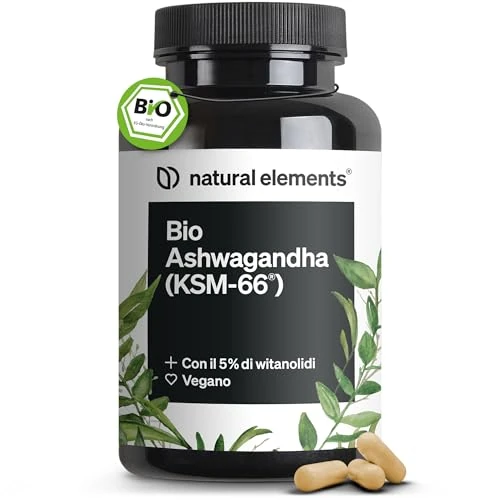 Ashwagandha KSM-66® ecológica - 600 mg de extracto de raíz de ashwagandha orgánica - Raíz del sueño de la India - 180 cápsulas - Probada en laboratorio, vegana y sin aditivos