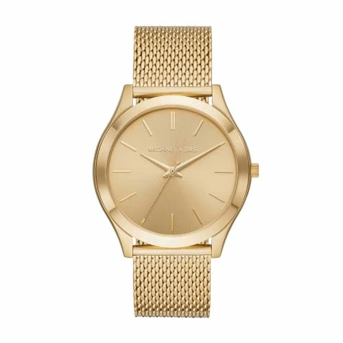 Oferta limitada: Michael Kors Reloj Runway para Hombre, Movimiento de cuarzo a tres agujas con fecha y correa de acero inoxidable o PVC, 44 mm, Tono Oro de 95.70 € a 49.90 € (ahorro 48%)