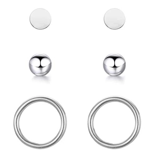 Offre limitee: BONNYBIRD® Lot Boucles d'Oreilles Femme Argent Acier Inoxydable Petite Clous d'Oreilles Ensemble 3 Trous Bijoux Hypoallergénique Chirurgical Sans nickel Ete Mariage Boheme de 34.90 EUR a 17.91 EUR (economie 49%)