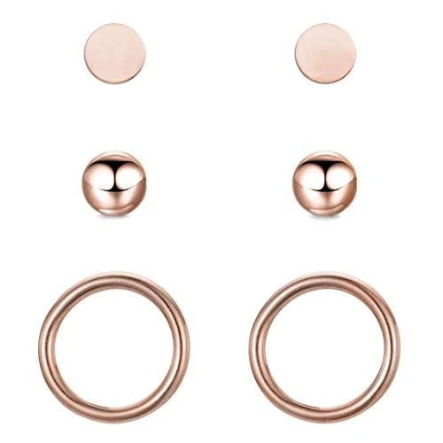 Oferta limitada: BONNYBIRD® Set Pendientes Mujer Oro Rosa Pequeños Pack Acero Quirurgico Inoxidable Hipoalergenicos Antialergicos de 34.90 EUR a 21.90 EUR (ahorro 37%)