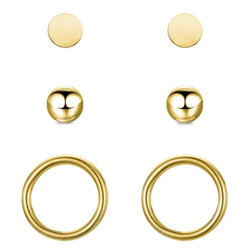 Oferta limitada: BONNYBIRD® Set Pendientes Mujer Oro Pequeños Pack Acero Quirurgico Inoxidable Hipoalergenicos Antialergicos de 34.90 EUR a 21.90 EUR (ahorro 37%)