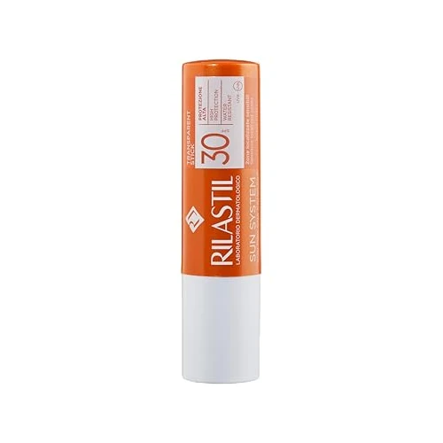 Rilastil Sun System - Barra solar transparente SPF 30 para zonas sensibles, protección alta, resistente al agua, 4 ml
