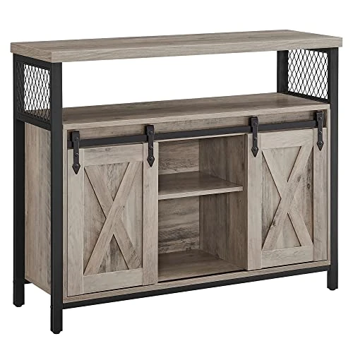 Offerta a tempo: VASAGLE Credenza, Mobile da Cucina, Armadietto Organizzatore, con 2 Ante Scorrevoli, 33 x 100 x 80 cm, Ripiani Regolabili, Stile Country, per Soggiorno, Greige Melange e Nero Inchiostro LSC092B02 - 20% da 109.99 € a 87.74 €