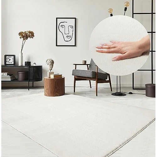 Offerta a tempo: the carpet Relax Tappeto moderno a pelo corto, soggiorno, fondo antiscivolo, lavabile fino a 30 gradi, morbidissimo, aspetto pelliccia, Crema, 80 x 150 cm - 48% da 34.99 € a 18.04 €