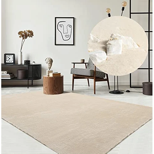 Offerta a tempo: the carpet Relax Tappeto moderno a pelo corto, soggiorno, fondo antiscivolo, lavabile fino a 30 gradi, morbidissimo, aspetto pelliccia, Beige, 60 x 110 cm - 5% da 19.76 € a 18.77 €