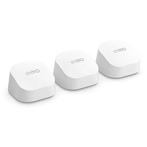Oferta limitada: Router wifi de malla eero 6+ de Amazon | Con Ethernet de 1 Gb/s, 420 m2 de cobertura y capacidad para conectar más de 75 dispositivos | pack de 3, modelo de 2022 de 329.99 € a 209.99 € (ahorro 36%)