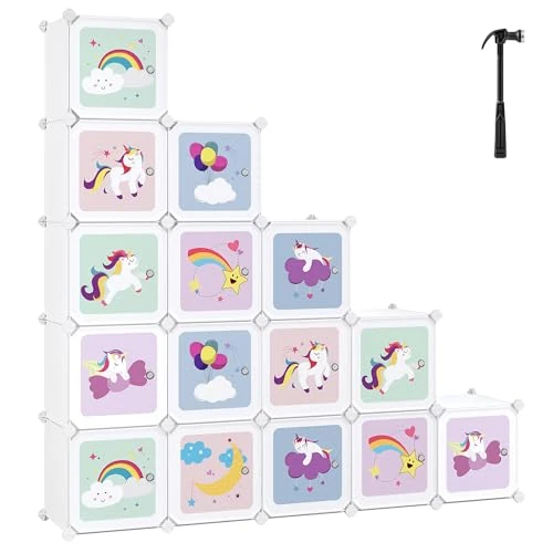 Oferta limitada: SONGMICS Armario Modular Infantil de 16 Cubos, Organizador Modular para Niños, Estantes de Cubo de Plástico, con Puertas, para Ropa, Zapatos, Juguetes, 123 x 31 x 123 cm, Blanco LPC906W01 de 42.99 € a 42.99 € (ahorro 0.00%)