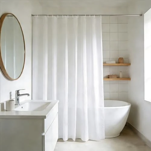 Zeitlich begrenztes Angebot: YISURE ÜBERLÄNGE Duschvorhang 200x240 Weiß Stoff Anti schimmel Waschbar von 17.99 € auf 17.99 € (0.00% Rabatt)