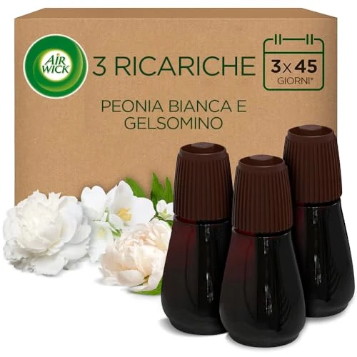 Offerta a tempo: Airwick Ricariche per Diffusore di Oli Essenziali, 3 Ricariche per Profumatore per Ambienti alla Fragranza Peonia e Gelsomino con Oli Essenziali - 24% da 14.99 € a 11.39 €